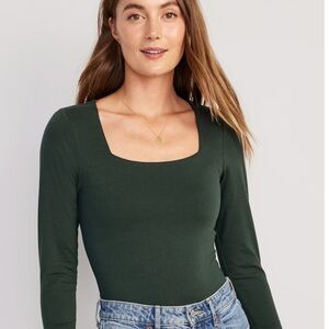 NWOT Old Navy Long Sleeve Square Neck Bodysuit in Dark Bottle Color